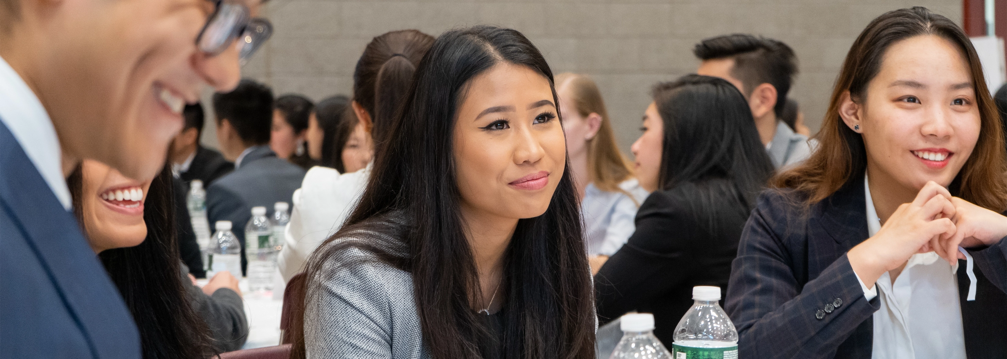 Students networking at a program event