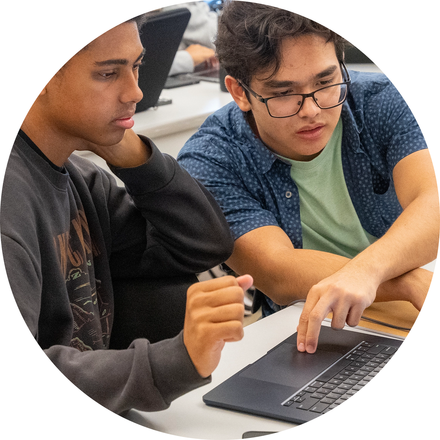 College of Business Business Management Major student focusing on classwork