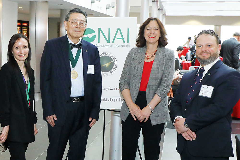 Mónica Bugallo, SBU President Andrea Goldsmith, Iwao Ojima, Adam DeRosa