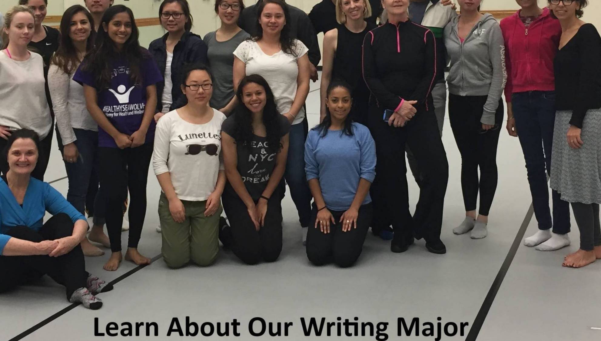 Learn more about our Writing Major (smiling students)